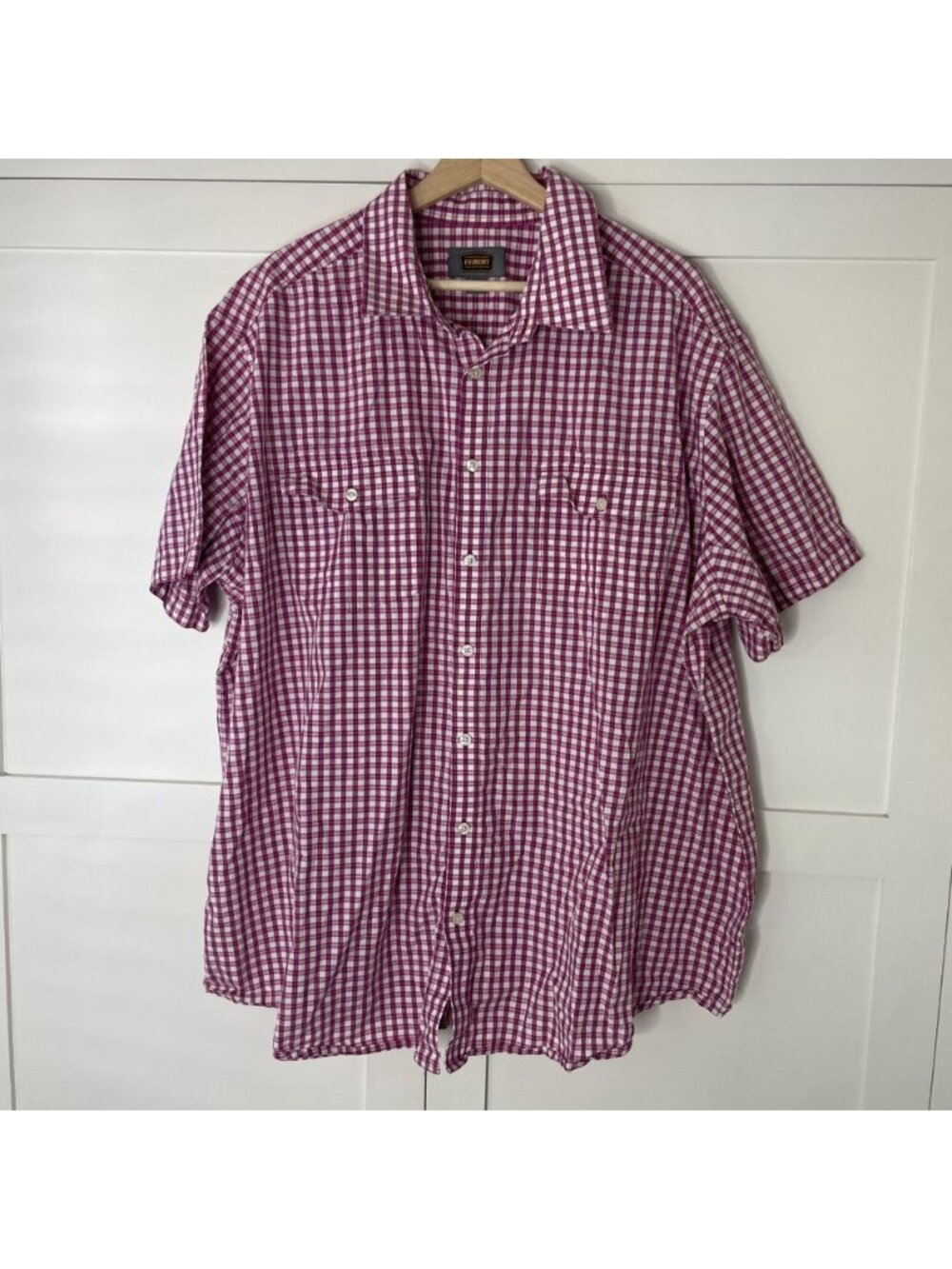 The Foundry Men's Size 2XL Button Shirt Short Sleeve Plaid Pink